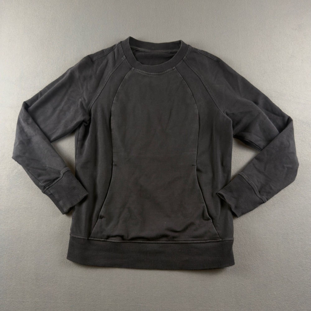 Lululemon Scuba Crew Sweatshirt Black Pullover Kangaroo Pocket Size 6